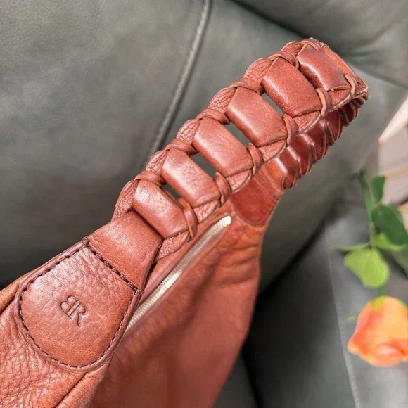 BANANA REPUBLIC Tan Leather Braided Handle Bag πππ - Picture 3 of 8